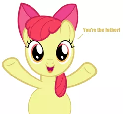 Size: 878x812 | Tagged: safe, derpibooru import, apple bloom, pony, bronybait, female, human on pony action, mommabloom, pregnant, pregnant edit, simple background, solo