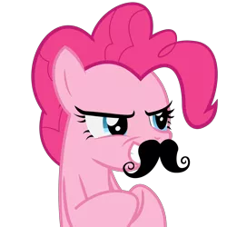 Size: 5000x5000 | Tagged: safe, artist:php19, derpibooru import, pinkie pie, spike at your service, absurd resolution, moustache, plotting, simple background, solo, transparent background, vector