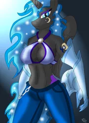 Size: 2363x3262 | Tagged: anthro, artist:collinscorpio, breasts, busty nightmare moon, cleavage, derpibooru import, female, nightmare moon, solo, suggestive