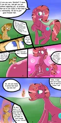 Size: 1500x3000 | Tagged: safe, artist:gtsdev, derpibooru import, oc, oc:crystal flare, oc:ratchet, oc:retchet, unofficial characters only, pony, unicorn, comic, crystal flare and retchet, fetish, imminent vore, magic, micro, shipping, speech bubble