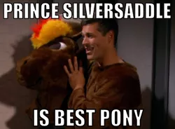 Size: 490x360 | Tagged: barely pony related, best pony, cosplay, derpibooru import, hot in cleveland, human, image macro, irl, irl human, parody, photo, prince silversaddle, safe