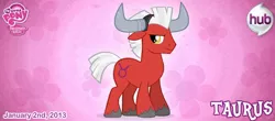 Size: 742x326 | Tagged: artist:patchwerk-kw, derpibooru import, horn, horoscope, official, ponified, ponyscopes, safe, taurus, zodiac