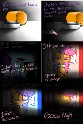 Size: 1304x1948 | Tagged: artist:serendipity-kitty, attempted suicide, blood, comic, grimdark, lesboloo, phone, pills, rainbow dash, scootaloo, suicide