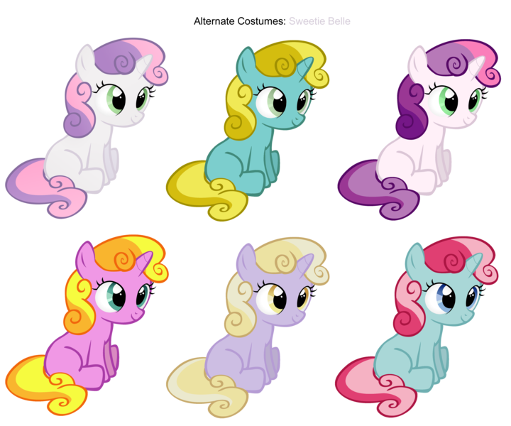 Size: 3600x3000 | Tagged: alternate costumes, artist:pika-robo, artist:stinkehund, derpibooru import, dinky hooves, g3, g3 to g4, generation leap, palette swap, recolor, safe, snowcatcher, sun glimmer, sunny daze, sweetie belle