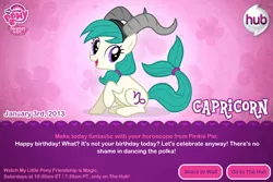 Size: 750x500 | Tagged: capricorn, cute, derpibooru import, horoscope, official, ponified, ponyscopes, safe, text, zodiac