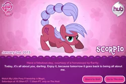 Size: 750x499 | Tagged: derpibooru import, horoscope, official, ponified, ponyscopes, safe, scorpio, text, zodiac