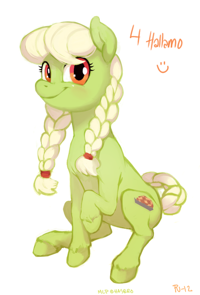 Size: 693x1021 | Tagged: artist:purmu, derpibooru import, granny smith, safe, solo, young, young granny smith