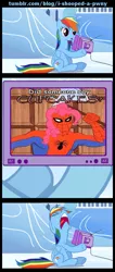 Size: 545x1280 | Tagged: 60s spider-man, derpibooru import, editor:i-shooped-a-pwny, exploitable meme, fanfic:cupcakes, meme, pinkie pie, rainbow dash, safe, spider-man, tv meme