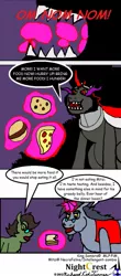 Size: 561x1280 | Tagged: artist:nightcrestcomics, beam, belly, comic, derpibooru import, dinner, fat, king sombra, magic, obese, oc, oc:bottomless pit, oc:mitzi, safe