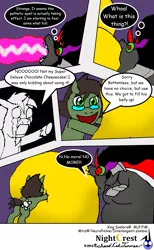 Size: 759x1236 | Tagged: artist:nightcrestcomics, bhm, cake, comic, derpibooru import, fat, feeding, food, force feeding, king sombra, morbidly obese, obese, oc, oc:bottomless pit, oc:mitzi, safe, stuffing, weight gain