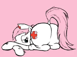 Size: 1500x1100 | Tagged: artist:redcladhero, derpibooru import, featureless crotch, female, nurse redheart, plot, solo, solo female, suggestive