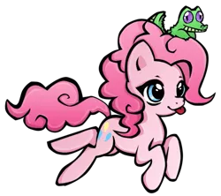 Size: 767x681 | Tagged: safe, artist:misspokky, derpibooru import, gummy, pinkie pie, earth pony, pony, :p, cute, diapinkes, duo, female, mare, simple background, solo focus, tongue out, transparent background