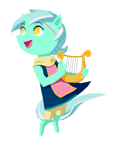 Size: 729x905 | Tagged: anthro, artist:curiousglaistig, derpibooru import, hand, lyra heartstrings, lyre, medli, nintendo, rito, safe, style emulation, the legend of zelda, the legend of zelda: the wind waker