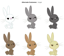 Size: 3000x2600 | Tagged: safe, artist:moongazeponies, artist:pika-robo, derpibooru import, angel bunny, rabbit, alternate costumes, animal, crossed arms, looking up, palette swap, recolor, simple background, transparent background, vector