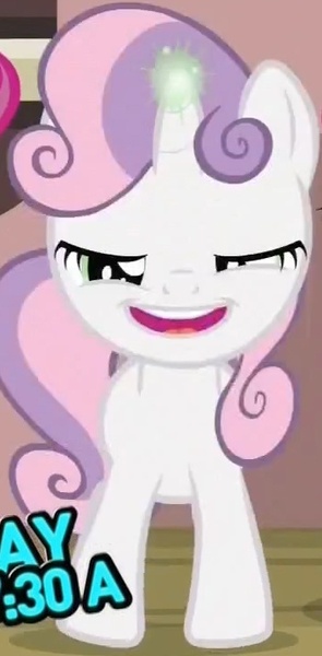 Size: 353x717 | Tagged: safe, derpibooru import, screencap, sweetie belle, pony, unicorn, one bad apple, derp, faic, female, filly, lidded eyes, solo, sweetie derp