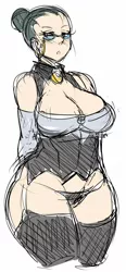Size: 646x1398 | Tagged: artist:maniacpaint, breasts, busty cloudy quartz, cleavage, clothes, cloudy quartz, curvy, curvy quartz, derpibooru import, female, glasses, hips, human, humanized, milf, panties, plump, rough sketch, simple background, solo, solo female, suggestive, underwear, white background