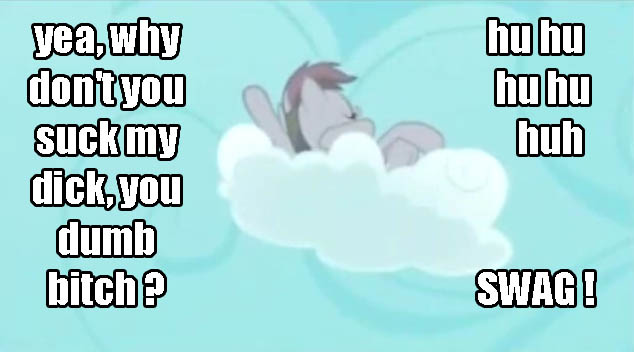 Size: 634x352 | Tagged: suggestive, derpibooru import, edit, edited screencap, screencap, rainbow dash, pony, .mov, dress.mov, caption, cloud, discorded, hotdiggedydemon, image macro, implied blowjob, implied oral, implied sex, pony.mov, resting, sky, swag, vulgar