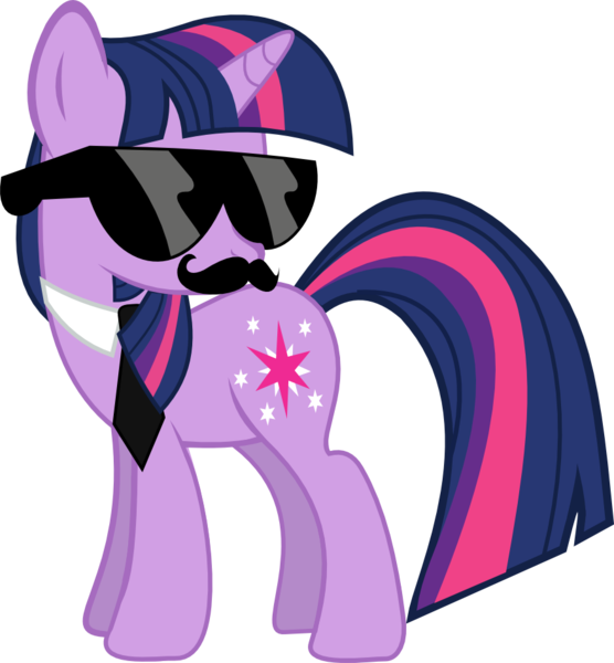 Size: 881x950 | Tagged: artist:l0gun, derpibooru import, moustache, necktie, safe, sunglasses, twilight sparkle