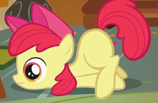 Size: 527x342 | Tagged: apple bloom, call of the cutie, derpibooru import, no eyelashes, safe, screencap