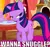 Size: 405x384 | Tagged: source needed, safe, derpibooru import, twilight sparkle, pony, unicorn, spike at your service, bedroom eyes, bronybait, caption, female, image macro, lidded eyes, looking at you, raised hoof, snuggling, solo