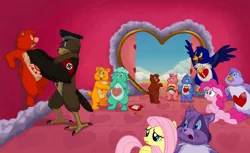 Size: 1142x700 | Tagged: artist:thiscrispykat, care bears, crossover, edit, fluttershy, klaus, nazi, oc, pinkie pie, semi-grimdark, swastika, wat