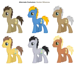 Size: 3200x2700 | Tagged: alternate costumes, artist:pika-robo, caramel, derpibooru import, doctor whooves, lucky clover, meadow song, mr. greenhooves, palette swap, perfect pace, recolor, safe, time turner