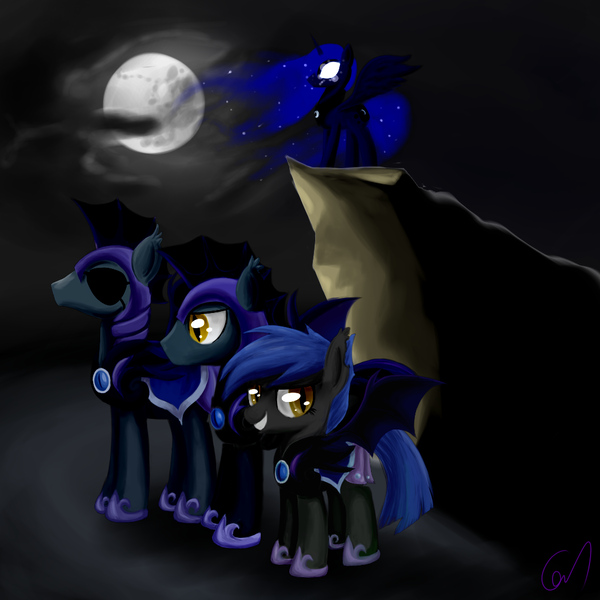 Size: 1024x1024 | Tagged: safe, artist:greeny-nyte, derpibooru import, princess luna, bat pony, pony, eyepatch, mlpchan, mlpchan contest, night guard