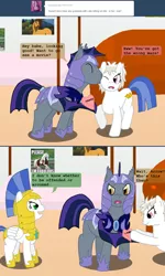 Size: 1000x1669 | Tagged: artist:hakar-kerarmor, ask, ask four inept guardponies, derpibooru import, night guard, oc, oc:arrowhead, oc:nors, oc:sunwise, royal guard, rule 63, safe, tumblr