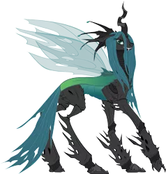 Size: 870x915 | Tagged: safe, artist:sciigglescrafty, artist:sirph0enix, derpibooru import, queen chrysalis, changeling, alternate design