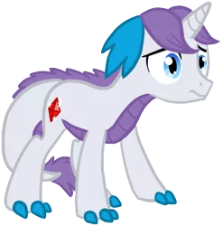 Size: 366x371 | Tagged: artist:cat4lyst, colored claws, derpibooru import, dracony, dragicorn, frown, hybrid, interspecies offspring, my little pony genesis, oc, oc:gem, offspring, original species, parent:rarity, parent:spike, parents:sparity, safe, simple background, solo, transparent background, unofficial characters only, vector, wide eyes