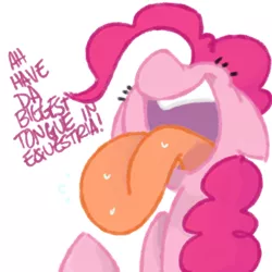 Size: 800x800 | Tagged: safe, artist:xieril, derpibooru import, pinkie pie, impossibly long tongue, solo, tongue out