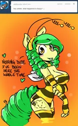 Size: 545x876 | Tagged: suggestive, artist:duckdraw, derpibooru import, oc, oc:buzzy bee, unofficial characters only, anthro, earth pony, breasts