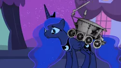 Size: 640x360 | Tagged: safe, derpibooru import, edit, edited screencap, screencap, princess luna, luna eclipsed, luna 17, lunokhod, solo