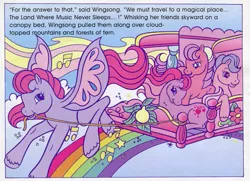 Size: 579x419 | Tagged: canopy bed, comic, derpibooru import, g2, land where music never sleeps, morning glory, music, on a wing and a song, rainbow, safe, sundance, sun sparkle, sunsparkle, sweet berry, sweetberry, wat, wingsong