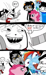 Size: 900x1459 | Tagged: comic, fanbase, furry, homestuck, john egbert, karkat vantas, meme, meta, nobody is right, pinkie pie, rainbow dash, safe, trollbait, vulgar