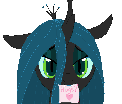 Size: 350x300 | Tagged: animated, artist:tomdantherock, bronybait, cute, cutealis, derpibooru import, ear twitch, fangs, heart, hug, hug request, mouth hold, note, queen chrysalis, safe, simple background, solo, transparent background, twitch