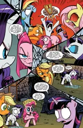 Size: 910x1400 | Tagged: angry, applejack, comic, derpibooru import, floppy ears, fluttershy, frown, glare, idw, idw advertisement, looking up, mane six, official, official comic, open mouth, pinkamena diane pie, pinkie pie, pointing, preview, rainbow dash, raised hoof, rarity, scan, semi-grimdark, shocked, smiling, spoiler:comic, the return of queen chrysalis, twilight sparkle, wide eyes