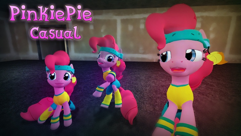 Size: 1280x720 | Tagged: 3d, artist:gonzalolog, derpibooru import, exercise, gmod, headband, leg warmers, pinkie pie, safe, workout outfit, wristband