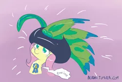 Size: 500x336 | Tagged: 30 minute art challenge, artist:alasou, broken bone, crying, derpibooru import, fluttershy, giant hat, hat, safe