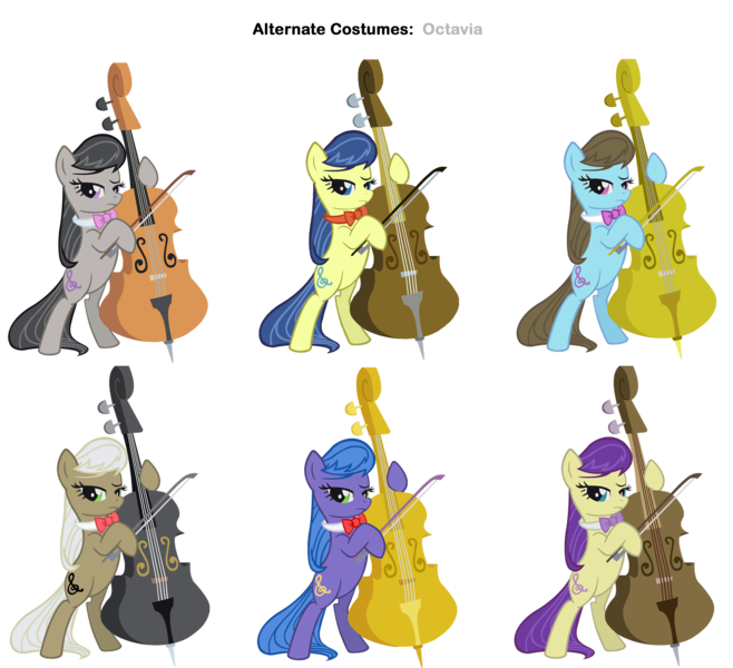Size: 3400x3100 | Tagged: alternate costumes, apple family member, artist:pika-robo, artist:tootootaloo, beauty brass, bow (instrument), cello, cello bow, fiddlesticks, frederic horseshoepin, musical instrument, octavia melody, palette swap, parish nandermane, recolor, safe, simple background, symphonia, symphony, transparent background