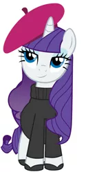 Size: 480x939 | Tagged: beatnik rarity, beret, clothes, derpibooru import, hat, pregnant, pregnant edit, rarity, safe