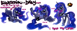Size: 1000x400 | Tagged: safe, artist:dezy-x29, derpibooru import, princess luna, pony, banner, cute, silly, silly pony, tongue out