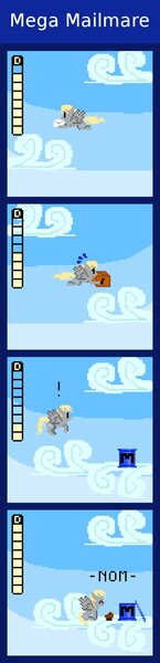 Size: 439x1816 | Tagged: safe, artist:zztfox, derpibooru import, derpy hooves, pegasus, pony, female, m tank, mare, megaman, nom, pixel art