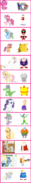 Size: 349x2032 | Tagged: safe, derpibooru import, applejack, blues, bulk biceps, derpy hooves, fluttershy, gummy, mayor mare, noteworthy, pinkie pie, rainbow dash, rarity, roid rage, scootaloo, spike, pegasus, pony, bubs, coach z, comparison chart, everybody everybody, female, homestar runner, homestarrunner.com, homsar, implied raripie, lesbian, mare, marzipan, pom pom, raripie, shipping, strong bad, strong mad, strong sad, the cheat, the king of town, the poopsmith