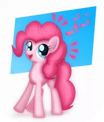 Size: 708x830 | Tagged: safe, artist:ctb-36, derpibooru import, pinkie pie, earth pony, pony, abstract background, cute, diapinkes, female, mare, music notes, open mouth, solo