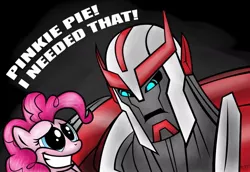 Size: 1077x742 | Tagged: safe, derpibooru import, pinkie pie, crossover, ratchet, transformers, transformers prime
