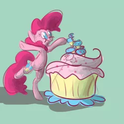 Size: 1000x1000 | Tagged: artist:ponygoggles, cupcake, derpibooru import, food, pinkie pie, safe