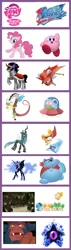 Size: 586x2054 | Tagged: comparison chart, dark nebula, daroach, derpibooru import, discord, doc, king sombra, kirby, kirby (character), kirby squeak squad, lord tirek, nightmare moon, pinkie pie, queen chrysalis, safe, spinni, squeakers, storo, timber wolf