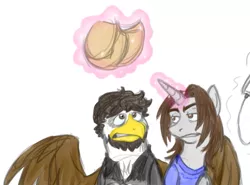 Size: 605x447 | Tagged: safe, artist:storfulsten, derpibooru import, ponified, gryphon, egoraptor, game grumps, griffonized, hat, jontron