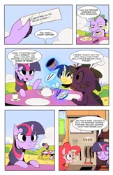 Size: 1320x2040 | Tagged: artist:karzahnii, blushing, bon bon, comic, derpibooru import, fortune cookie, oc, pinkie pie, safe, spike, sweetie drops, tales from ponyville, twilight sparkle